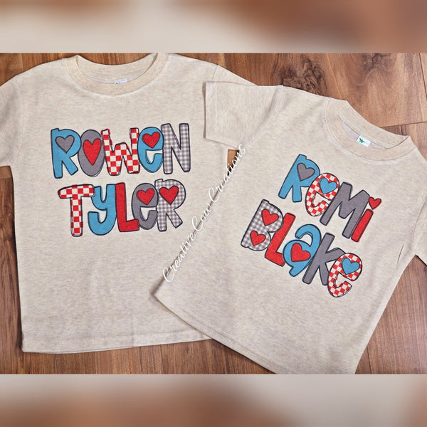 Red Blue Valentines Day Personalized Name shirt / sweatshirt