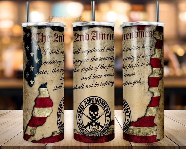 2A Flag Tumbler 20oz Skinny