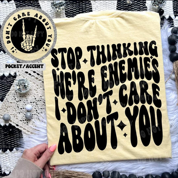 Stop Thinking We're Enemies shirt / sweatshirt