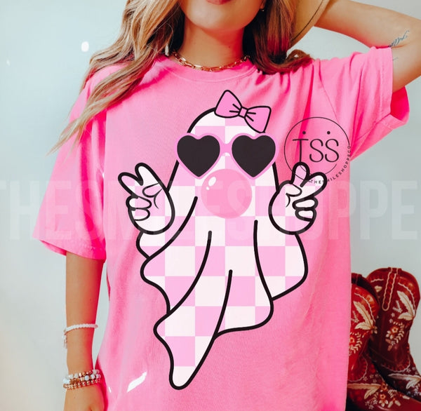 Pink Checkered Ghost shirt / sweatshirt