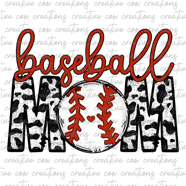 Baseball Mom Cow Print DIGITAL DESIGN