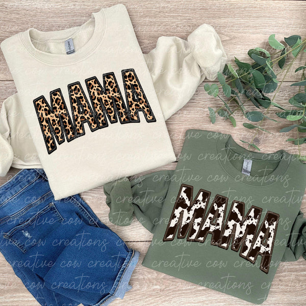 Leopard or Cow Print Mama shirt / sweatshirt